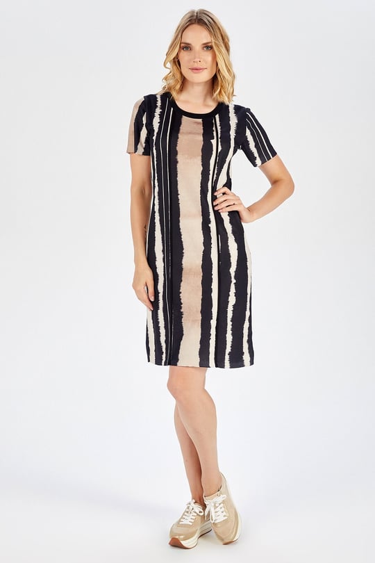Peraluna Striped Batik Printed Above-Knee Womens Dress