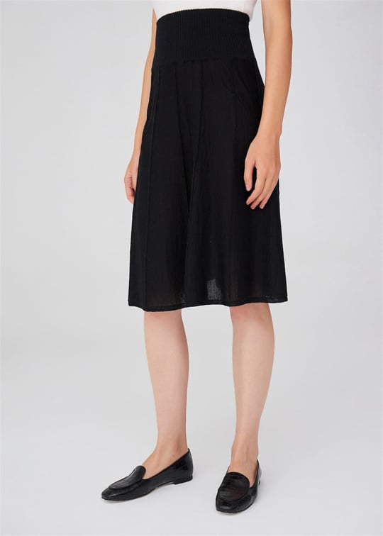 Peraluna 3D Striped High Waist Knee Level A-Line Knitwear Skirt - Multicolor
