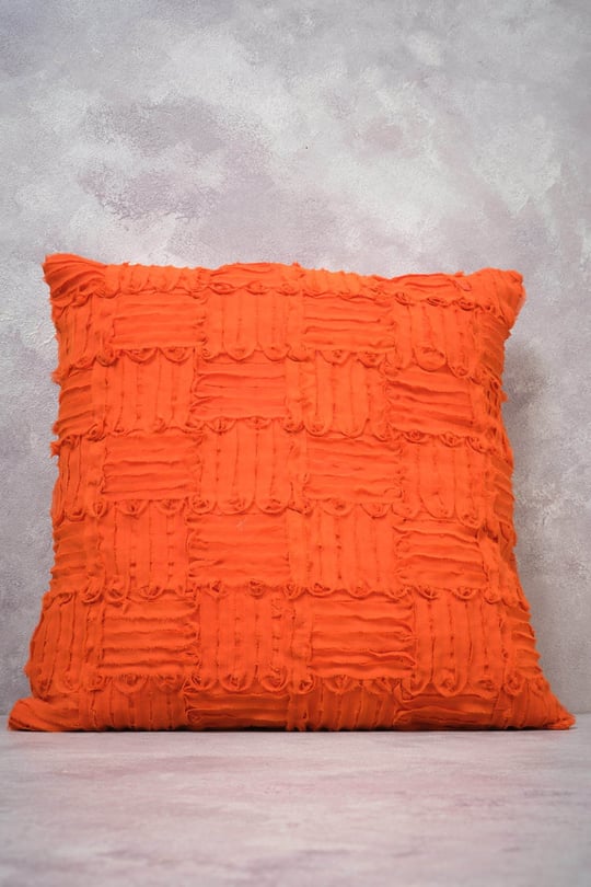 Peraluna FOAM PILLOW Şifon Şerit İçi Dolu Triko Yastık Turuncu