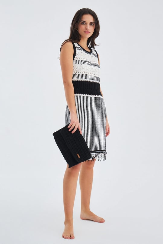 Peraluna HI RA BAG 100% Cotton Handmade Womens Knitwear Handbag - Black