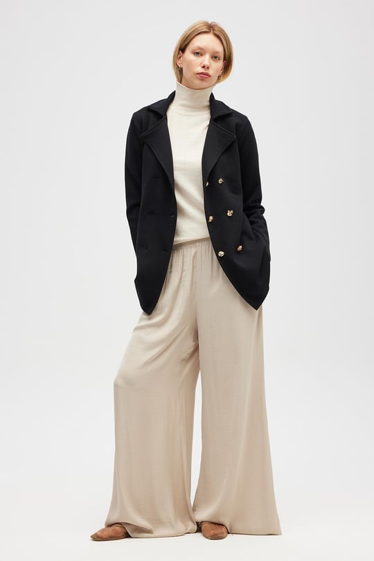 PERALUNA Jisha, Kadın Örme Triko Blazer Ceket - Siyah