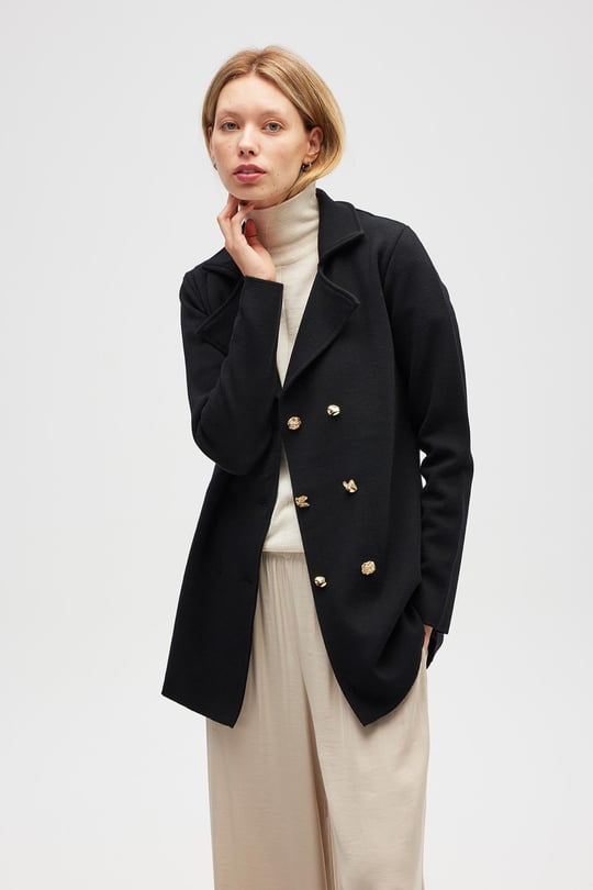 PERALUNA Jisha, Kadın Örme Triko Blazer Ceket - Siyah