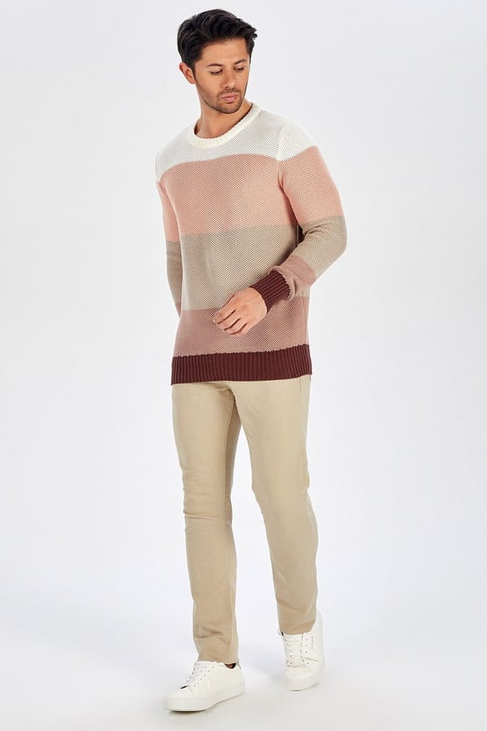 Peraluna O-Neck Color Block Mens Knitwear Sweater - Multicolor