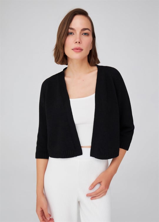 Peraluna Raglan Sleeve Cashmere Blend Short Womens Knitwear Bolero Cardigan - Black