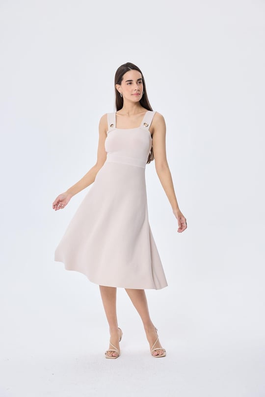 Peraluna Madison Kadın Yazlık Rayon Triko Elbise - TAŞ