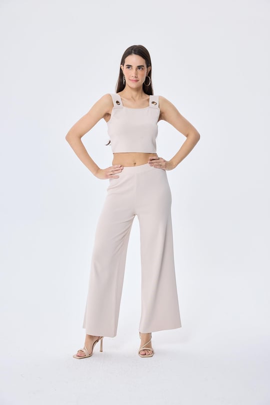 Peraluna Martha, Düz Örgü, Geniş Askılı Kadın Rayon Triko Bralet  - TAŞ