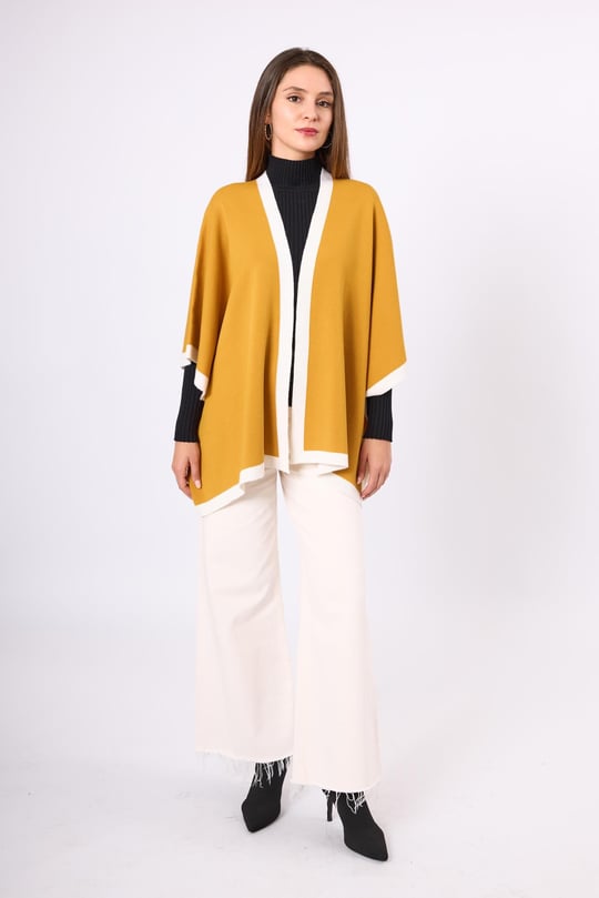 Peraluna Mary Kadın Triko Panço - Hardal