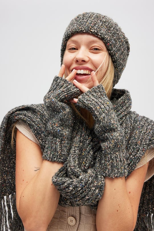 Peraluna Mikado Yumuşak Dokulu Eldiven - Antrasit Melanj