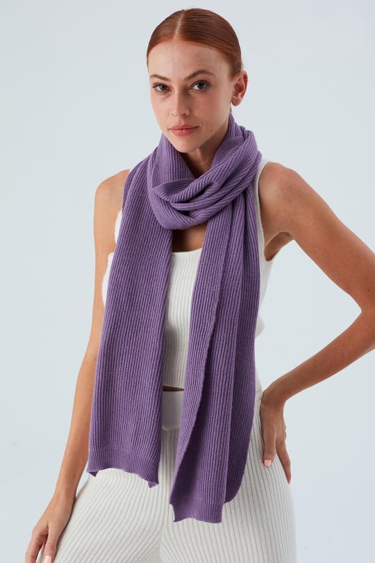 Peraluna NOMI SCARF Thessaloniki Knitting Cashmere Blend Soft Women's Knitwear Scarf - Purple