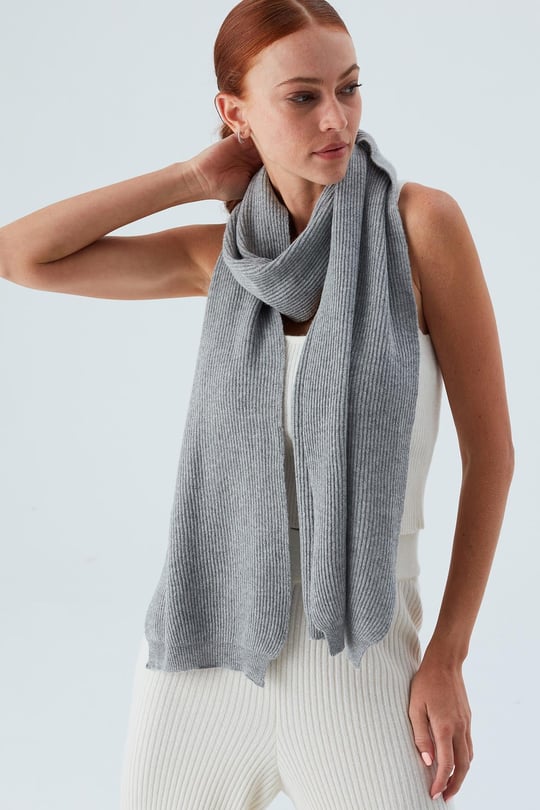 Peraluna NOMI SCARF Thessaloniki Knitting Cashmere Blend Soft Women's Knitwear Scarf - Grey Melange