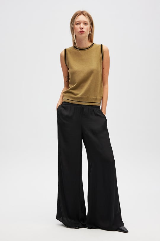 Peraluna Rina Düz Örgü Kadın Triko Kolsuz Bluz - Zeytin Yeşili