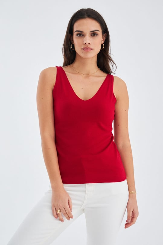 Peraluna RUBY TOP V-NECK Summer Womens Knitwear Undershirt - Red