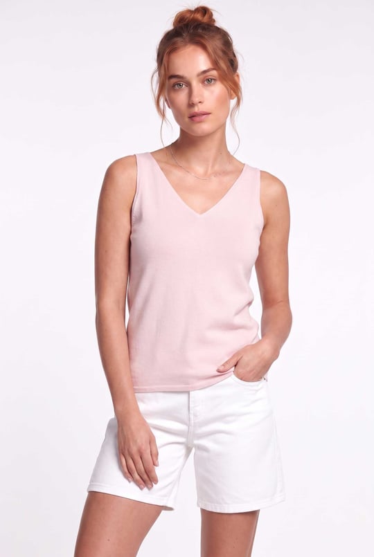 Peraluna RUBY TOP V-NECK Summer Women's Knitwear Undershirt - Light Pink