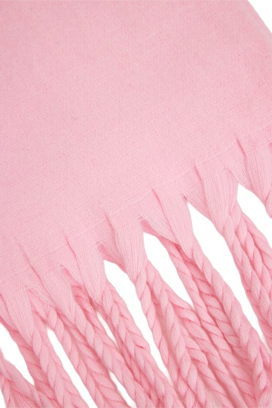 Kadın Yumuşak Dokulu Püsküllü Pembe Kışlık Atkı