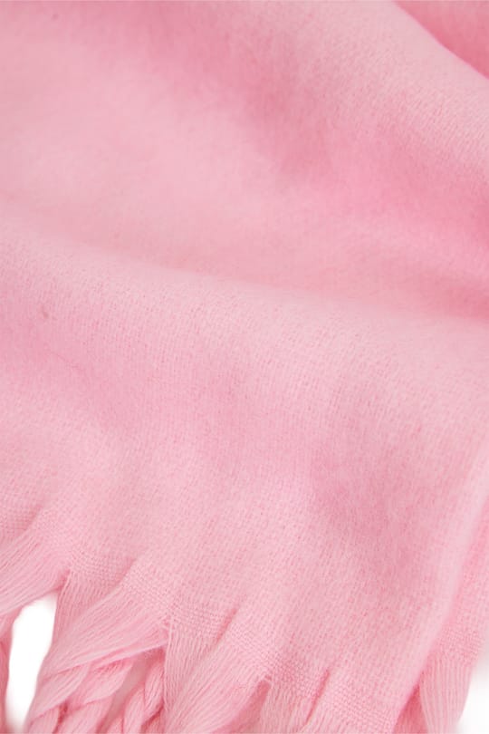 Kadın Yumuşak Dokulu Püsküllü Pembe Kışlık Atkı