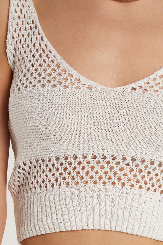 Kadın Slim Fit Dar Kesim Askılı Örme Detaylı U Yaka Ekru Takım