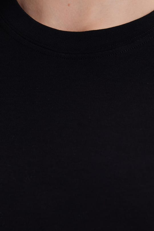 Kadın Oversize Geniş Kesim %100 Pamuk Yumuşak Dokulu Basic Bisiklet Yaka Siyah Tişört