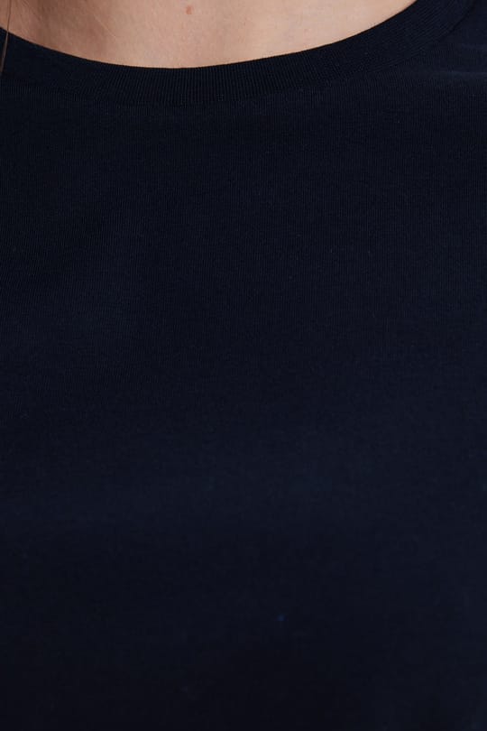 Kadın Relax Fit Rahat Kesim Kısa Kollu Bisiklet Yaka Lacivert Tişört