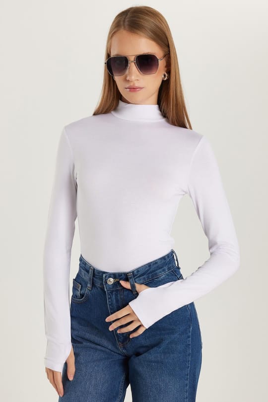 Kadın Regular Fit Klasik Kesim Viskon Kumaş Balıkçı Yaka Beyaz Bluz 