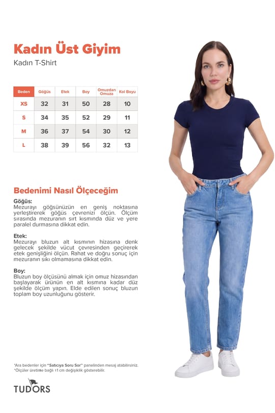 Kadın Slim Fit Dar Kesim Bisiklet Yaka Viskon Kumaş Ultra Soft Lacivert Tişört