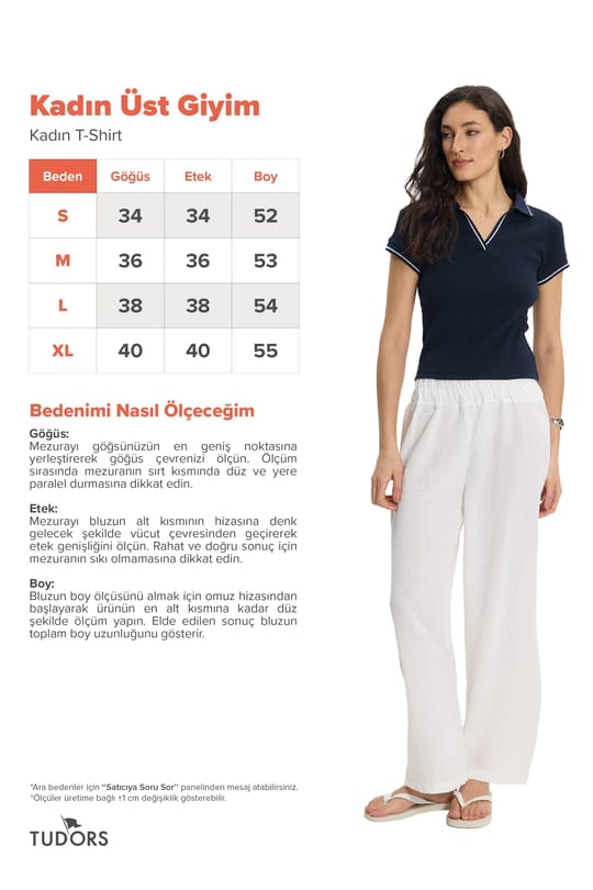 Kadın Slim Fit Dar Kesim Pamuklu Polo Yaka Kısa Kollu Lacivert Tişört