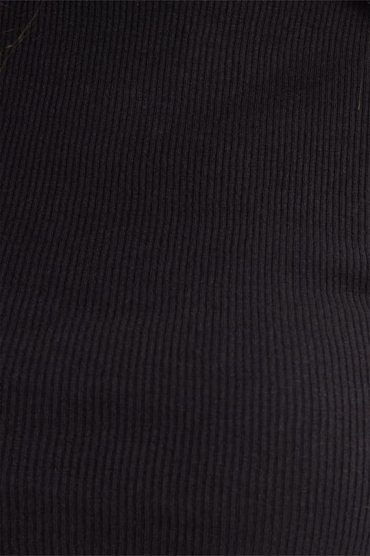 Kadın Slim Fit Dar Kesim Pamuklu Dik Yaka Sıfır Kol Siyah  Crop Bluz