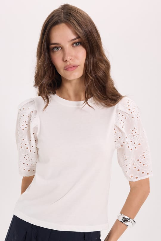 Kadın Slim Fit Dar Kesim %100 Pamuk Kısa Kollu Bisiklet Yaka Beyaz Tişört