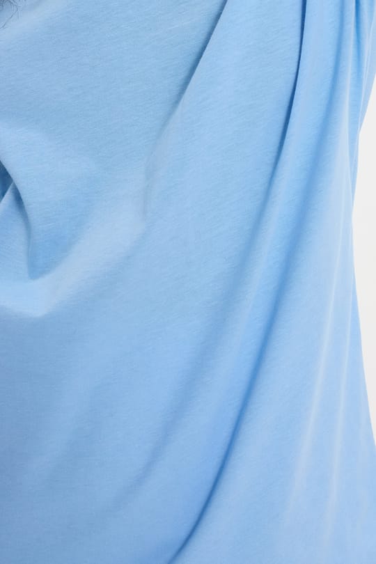 Kadın Slim Fit Dar Kesim %100 Pamuk Kısa Kollu Bisiklet Yaka Mavi Tişört