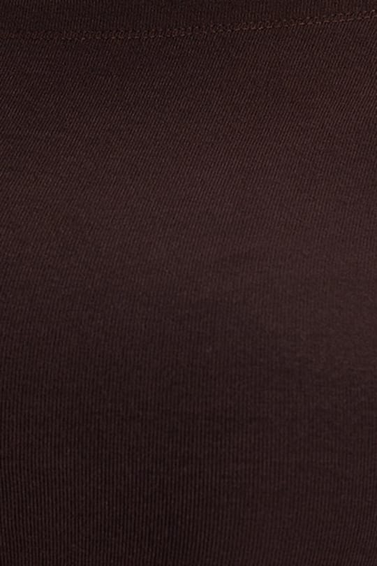 Kadın Slim Fit Dar Kesim Pamuklu Kayık Yaka Kısa Kollu Kahverengi Tişört