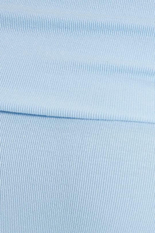 Kadın Slim Fit Dar Kesim Pamuklu Kayık Yaka Kısa Kollu Likralı Mavi Bluz