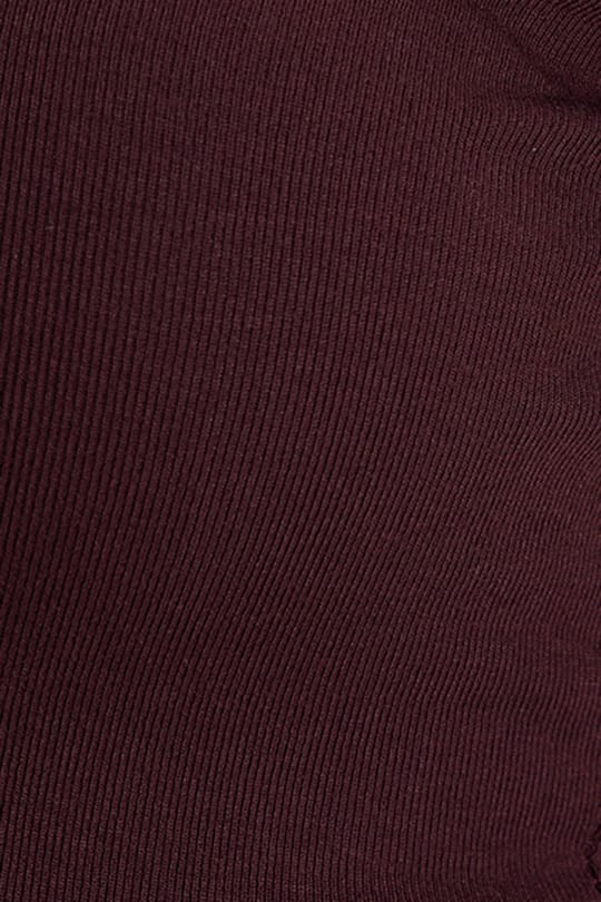 Kadın Slim Fit Dar Kesim Pamuklu Kayık Yaka Kısa Kollu Likralı Bordo Bluz
