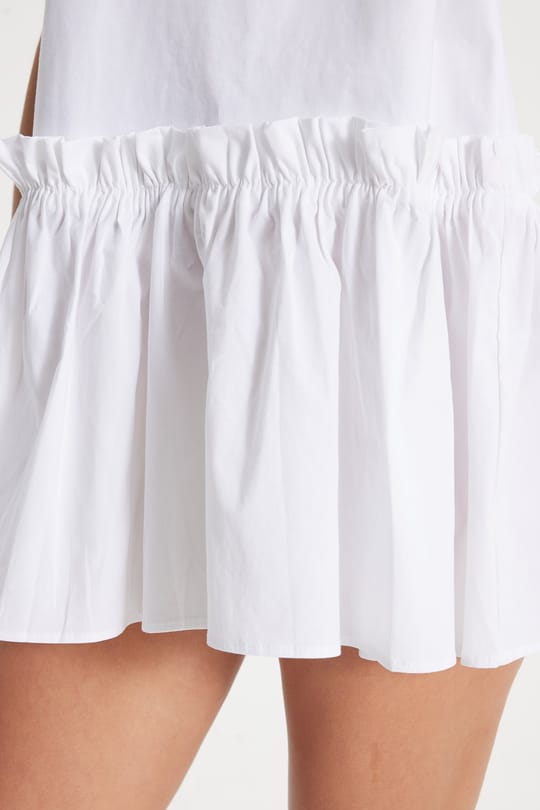Kadın Oversize Geniş Kesim Pamuklu Kısa Kollu Bisiklet Yaka Beyaz Tişört