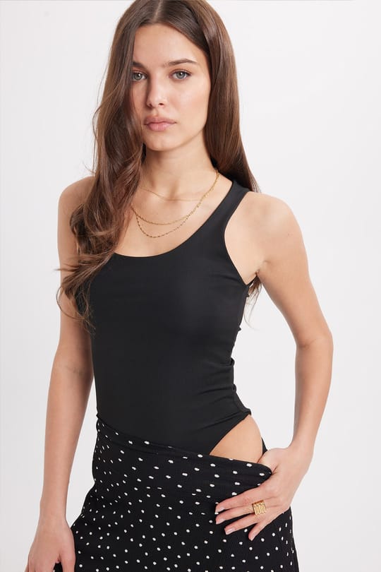 Kadın Standart Fit Normal Kesim Kolsuz Halter Yaka Siyah Crop Atlet