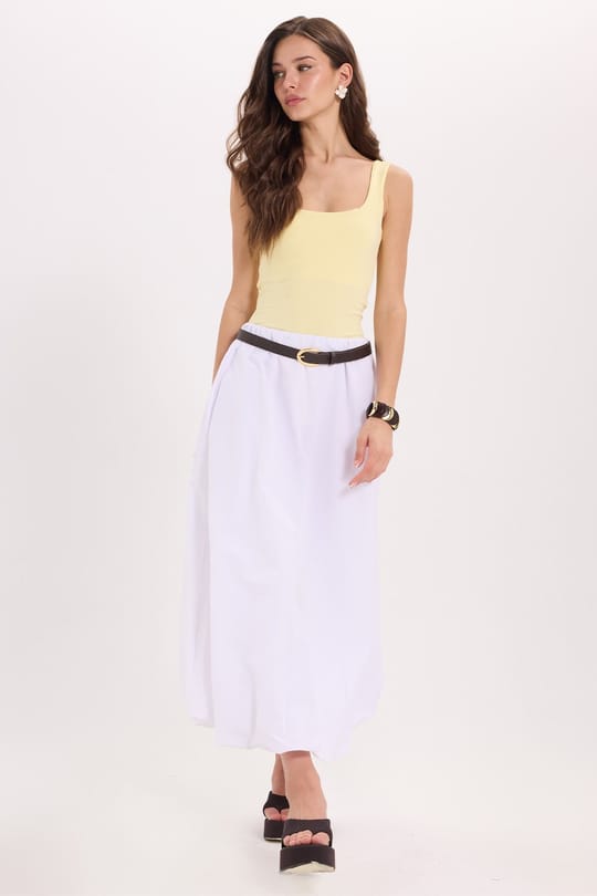 Kadın Slim Fit Dar Kesim Askılı Kare Yaka Sırtı Açık Sandy Kumaş Çıtçıtlı Sarı Body