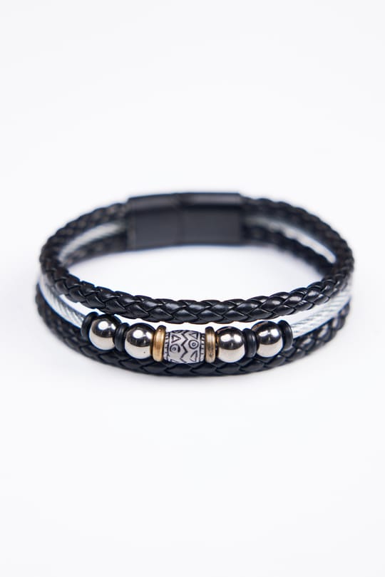 Deri Siyah Erkek Bileklik