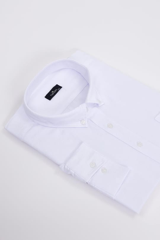 Büyük Beden Uzun Kollu Düğmeli Yaka Pamuklu Kolay Ütü Düz Erkek Gömlek