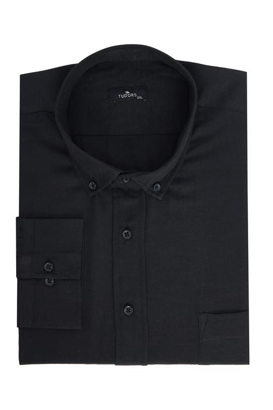 Büyük Beden Düğmeli Yaka Pamuklu Kolay Ütü Düz Erkek Gömlek