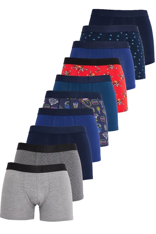 Erkek 10lu Likralı Pamuklu Esnek Kumaş Premium Seri Boxer