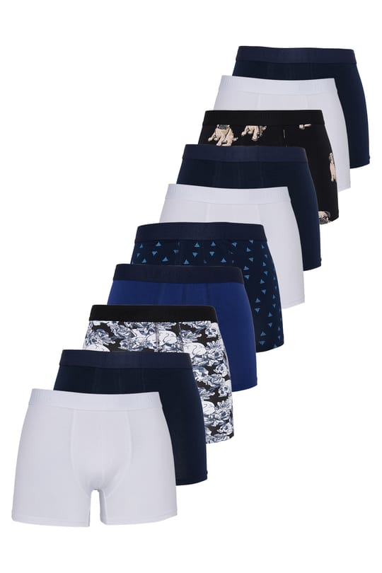 Erkek 10'lu Likralı Pamuklu Esnek Kumaş Premium Seri Boxer