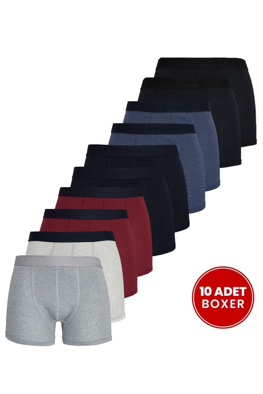 Erkek 10lu Likralı Pamuklu Esnek Kumaş Premium Seri Boxer