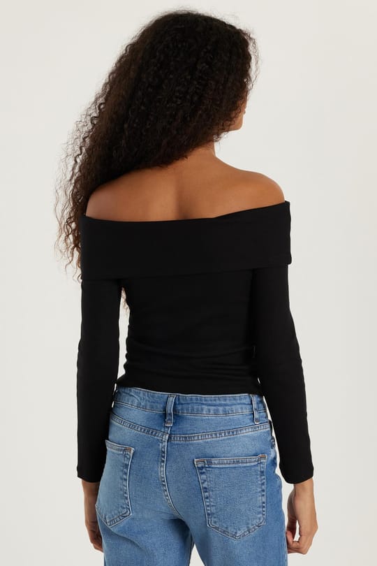Kadın Slim Fit Modal Kumaş Düz Pamuklu Straplez Siyah Bluz