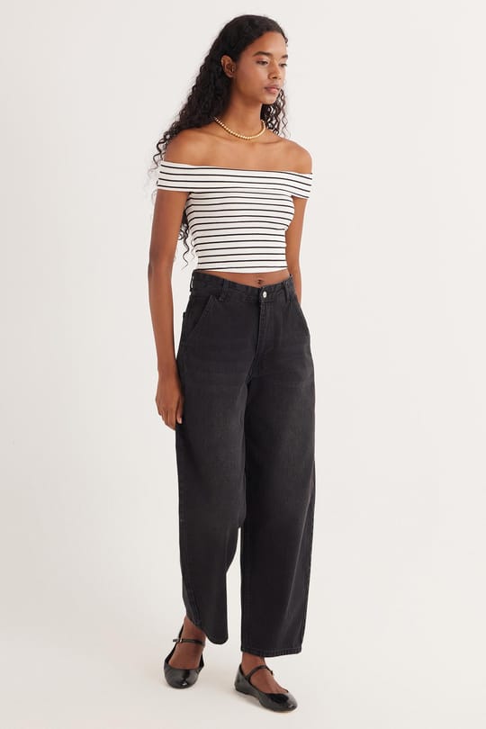 Kadın Slim Fit Dar Kesim Çizgili Straplez Bluz
