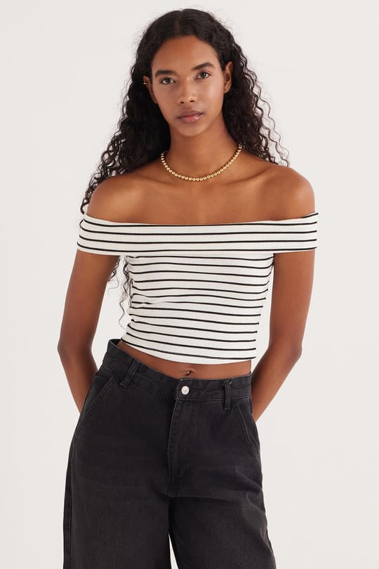 Kadın Slim Fit Dar Kesim Çizgili Straplez Bluz
