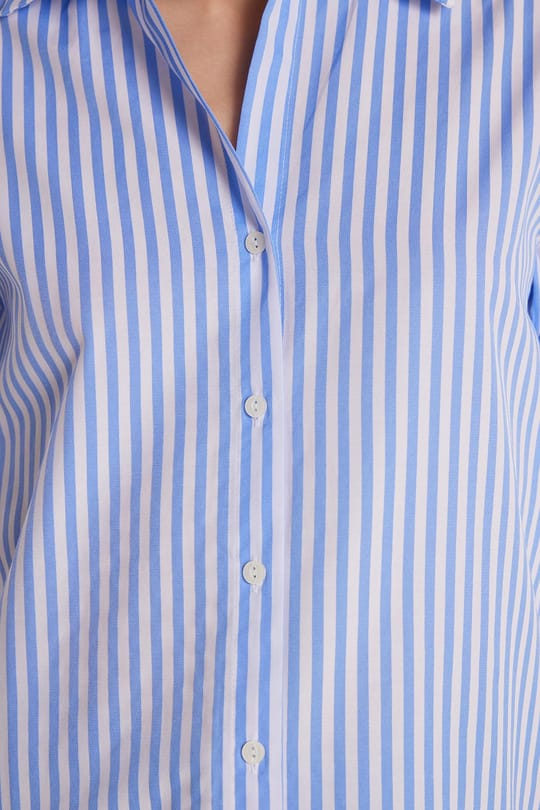 Kadın Slim Fit Dar Kesim Uzun Kollu Çizgili Gömlek