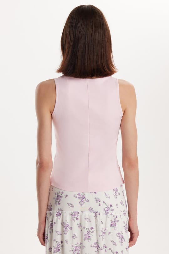 Kadın Modal Kumaş Slim Fit Dar Kesim Bisiklet Yaka Düz Basic Pembe Bluz