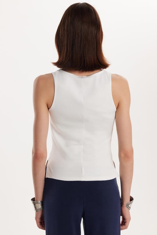 Kadın Modal Kumaş Slim Fit Dar Kesim Bisiklet Yaka Düz Basic Ekru Bluz