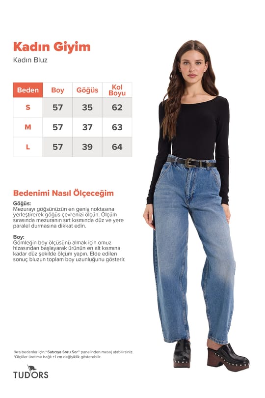 Kadın Slim Fit Dar Kesim Uzun Kollu Viskon Siyah Bluz