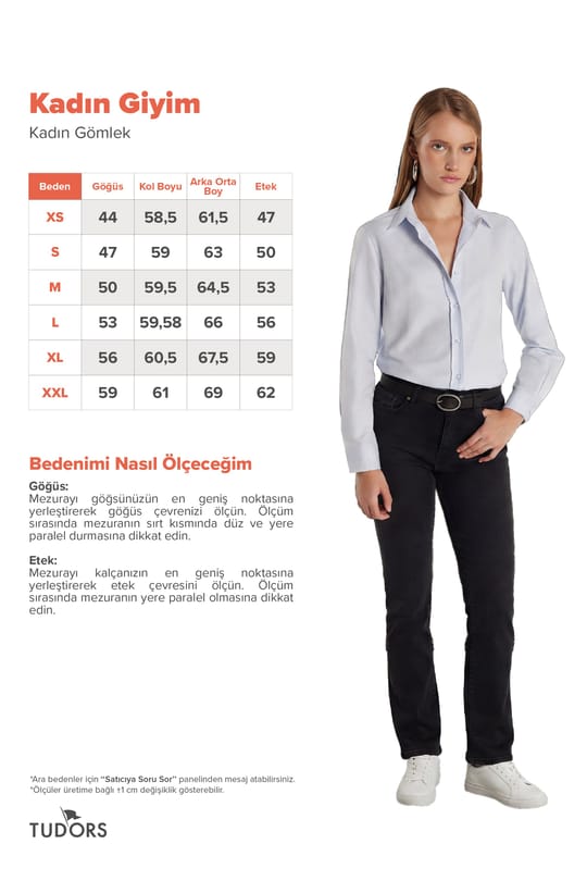Kadın Slim Fit Dar Kesim Uzun Kollu Pamuklu Vücuda Oturan Dokulu Mavi Basic Gömlek