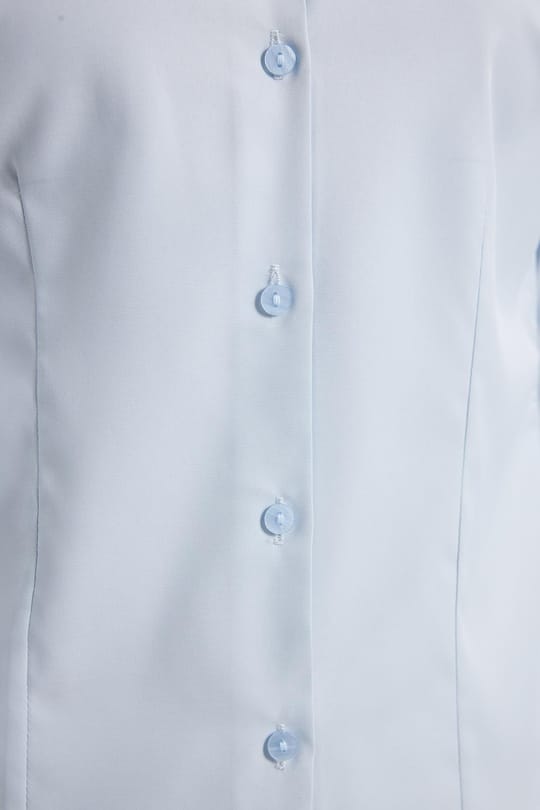 Kadın Slim Fit Dar Kesim Pensli Vucüda Oturan Klasik Yaka Uzun Kollu Likralı Mavi Gömlek