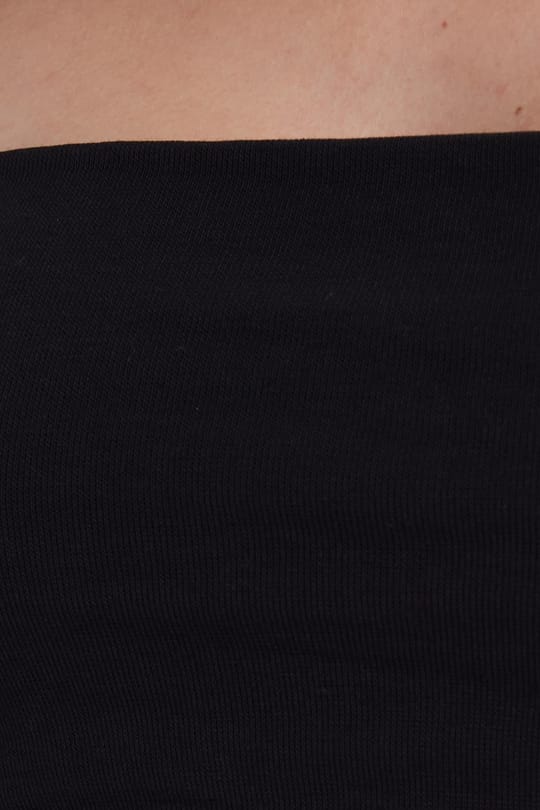 Kadın Slim Fit Dar Kesim Pamuklu Straplez Siyah Bluz